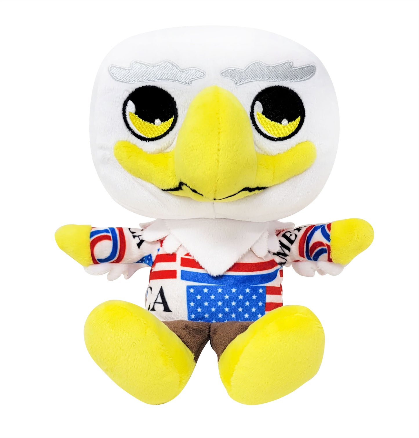 Alternate seated view of America 250 American Eagle plush toy showing full body shape.