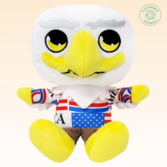 Grovii x America 250 – Midori Chibi American Eagle Plushie (8”) | Super Soft & Sustainable