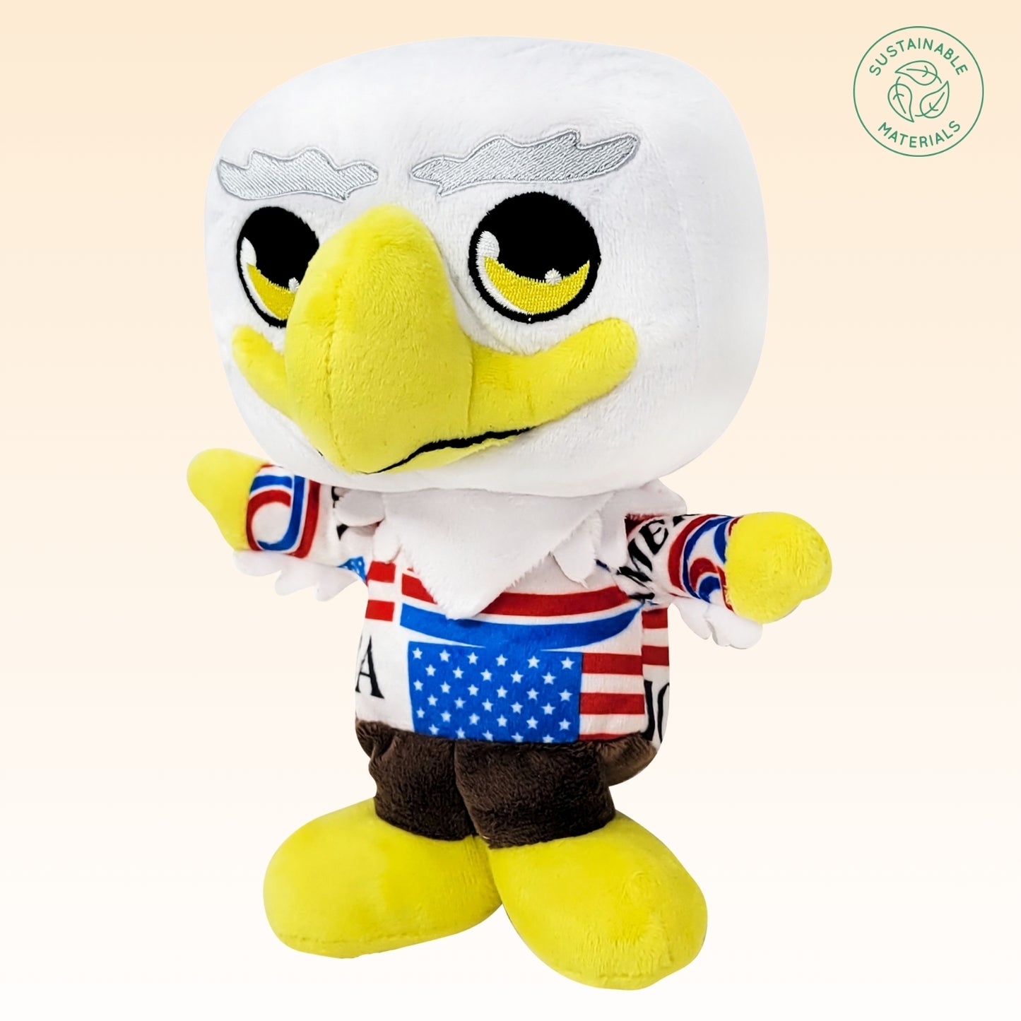 Grovii x America 250 – Midori Chibi American Eagle Plushie (8”) | Super Soft & Sustainable
