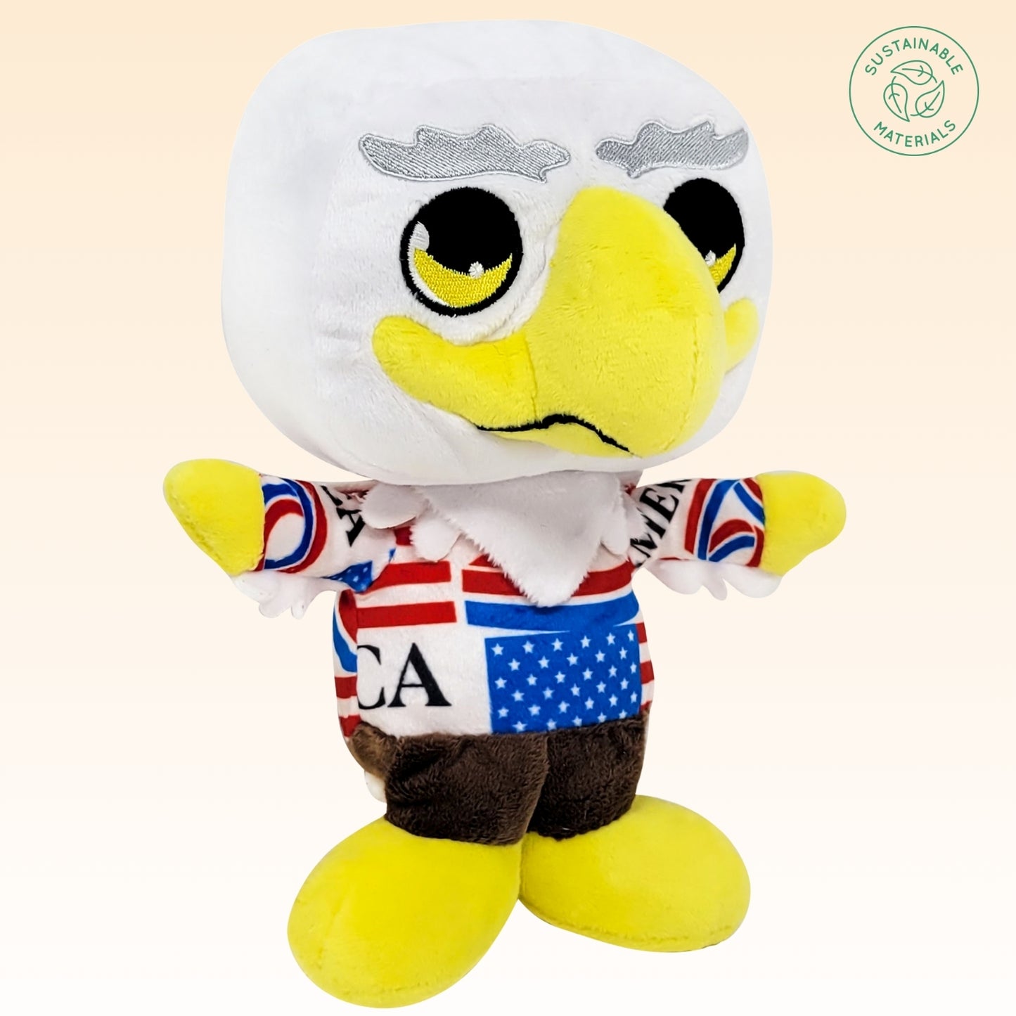 Grovii x America 250 – Midori Chibi American Eagle Plushie (8”) | Super Soft & Sustainable